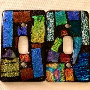 Fused Glass Art: light switch covers (2)